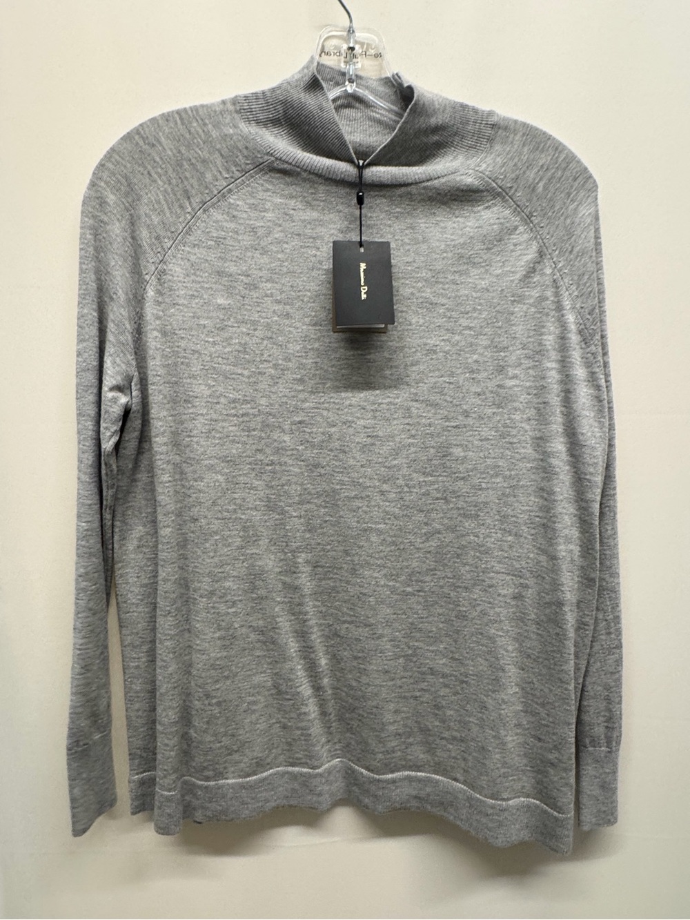 MASSIMO DUTTI Silk Wool Mock Neck Sweater, Heather Gray